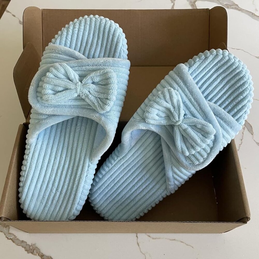 🆕Woman Blue Arch Support Open Toe Orthopedic Adjustable Home Indoor Slippers